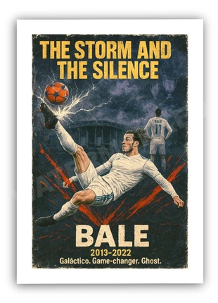 Bale #11 Madrid Football Print | The Storm & The Silence Tribute Poster | Retro Bernabéu A4, condition: New with tags, £7.50, £8.58 includes Buyer Protection Pro