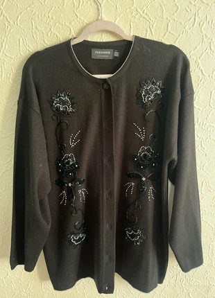 Black Floral Sequinned Cardigan with Silver Neckline, brand: Paramour, condition: Very good, size: Other, £18.00, £19.60 includes Buyer Protection
