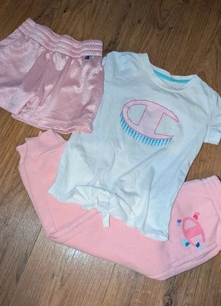 Champion Girls 4T Pink Set – Tee, Shorts & Joggers! Adorable Bundle!, brand: Champion, condition: Very good, size: 4 years / 104 cm, £4.00, £4.62 includes Buyer Protection