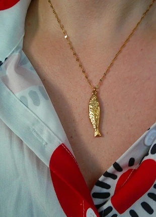 Poisson martelé 🌟 monde aquatique 🌟 collier acier inoxydable réglable ajustable doré, marque: acier inoxydable, état: Très bon état, 8,00 €, 9,10 € Protection acheteurs (Pro) incluse