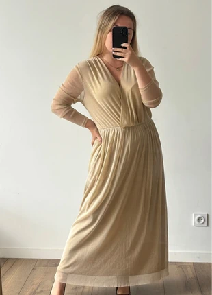 Robe longue Mango taille L dorée, marke: Mango, zustand: Sehr gut, größe: L / 40 / 12, 15,00 €, 16,45 € inklusive Vinted-Käuferschutz