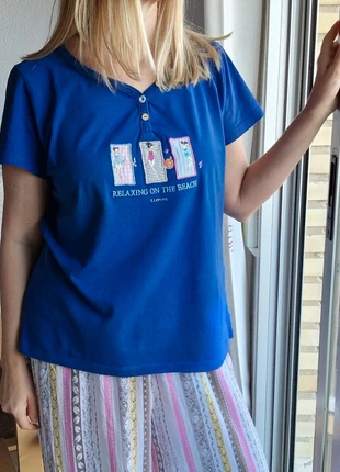 Camiseta azul bordada noventera Lloyd’s, marca: Lloyd's, estado: Muy bueno, tamaño: XL / 42 / 14, 7,00 €, 8,05 € Protección al comprador incluida