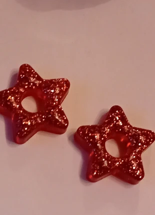 🎄🎀pampilles étoiles rouges pailletées en résine creation unique Maman la beauté, brand: Maman la beaute, condition: Very good, €3.00, €3.85 includes Buyer Protection