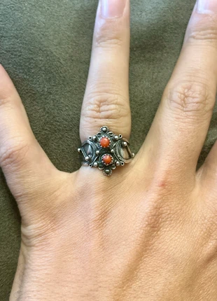 Bague ethnique en argent et corail, marca: Argent, estado: Muito bom, tamanho: Ajustável, €33.95, €36.35 inclui Proteção do Comprador Pro