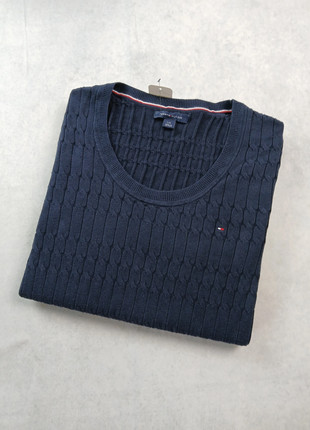 Pull col rond en maille torsadée Tommy Hilfiger - Bleu marine - Taille L, brand: Tommy Hilfiger, condition: Very good, size: L / 40 / 12, 16.00 €, 17.50 € includes Buyer Protection Pro