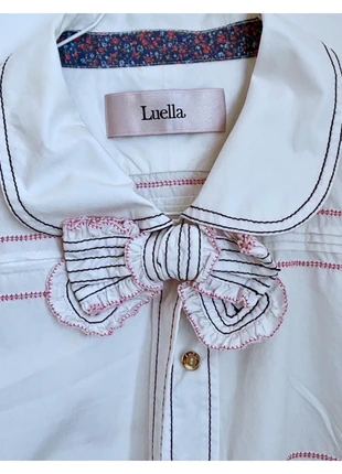 Hero Statement Luella Bartley white puff sleeve cotton blouse pretty bow tie + floral inner collar, marque: Luella, état: Très bon état, taille: L / 40 / 12, 21,00 €, 22,75 € Protection acheteurs incluse