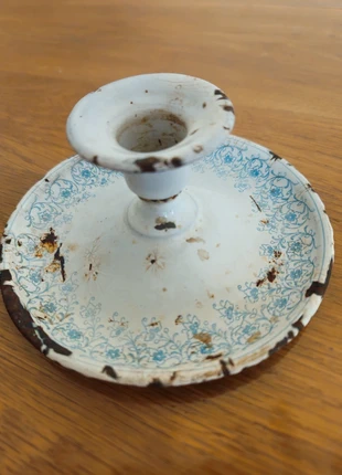 Bougeoir à main tôle émaillée frise florale, brand: Vintage, condition: Good, €12.00, €13.30 includes Buyer Protection