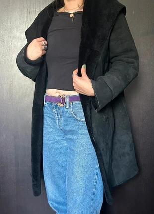 Manteau à Capuche Daim Oscar d’Or T.S - Cuir Noir et Fourrure Douce, marca: Oscar d'or, estado: Muy bueno, tamaño: S / 36 / 8, 129,99 €, 137,19 € Protección al comprador incluida