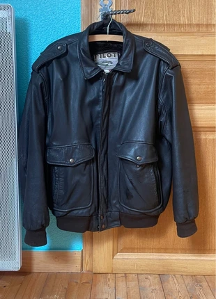 Veste en cuir marron noir, brand: Pilot, condition: Very good, size: L, €89.90, €95.10 includes Buyer Protection