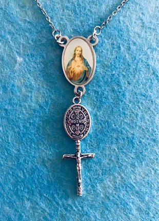 Jesus & St Benedict cross Necklace, brand: MaryMarys, condition: Very good, £3.50, £4.38 includes Buyer Protection