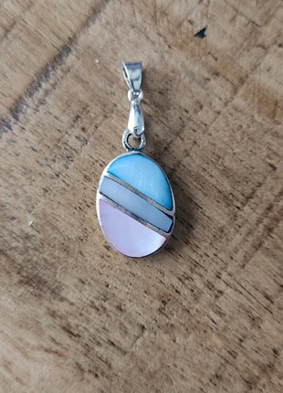 Zilveren vintage hanger rozenkwarts parelmoer, marca: Vintage Silver, estado: Muito bom, €10.00, €11.20 inclui Proteção do Comprador