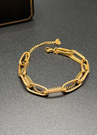 double bracelet maille rectangle chaine large et fine doré en acier inoxydable or neuf, marke: Pandora, zustand: Sehr gut, 17,00 €, 18,55 € beinhaltet Vinted-Käuferschutz Pro