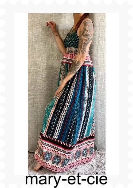 SOLDE - Robe longue dos nu à nouer dans le cou taille M - photo numéro 3
