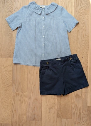 Lot short bleu marine + blouse manches courtes raillé bleue/blanc fille 14 ans, Cyrillus, merk: Cyrillus, staat: Heel goed, maat: 14 jaar / 164 cm, € 25,00, € 26,95 inclusief Kopersbescherming