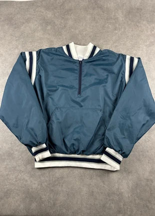 Veste teddy vintage XL homme bleu foncé varsity jacket nylon made in USA half zip - JAC0595, marke: teddy, zustand: Sehr gut, größe: XL, 16,00 €, 17,50 € beinhaltet Vinted-Käuferschutz Pro