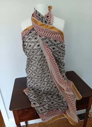 Indian Zari Work Cotton Beach Sarong Soft Voile Pareo, condition: New without tags, £15.00, £16.45 includes Buyer Protection Pro