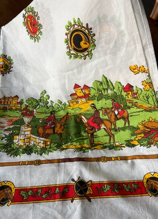 Nappe coton jaune à motifs équestres vintage – 120 x 165 cm, condition: Very good, €7.00, €8.05 includes Buyer Protection