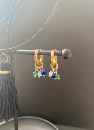 Magnifiques Petites Créoles Pampilles Bleu Émeraude Marine Ciel Plaqué Or Acier Inoxydable, marke: Unique, zustand: Neu, mit Etikett, 16,00 €, 17,50 € inklusive Vinted-Käuferschutz