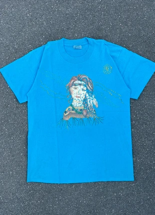 Vintage t-shirt face print bleu made in usa single stitch - Taille XL, marke: Vintage Dressing, zustand: Sehr gut, größe: XL, 10,00 €, 11,20 € beinhaltet Vinted-Käuferschutz Pro