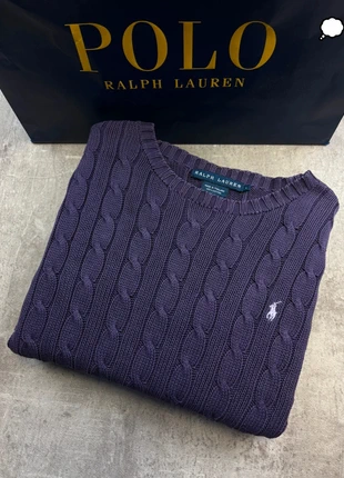 Pull en maille torsade Ralph Lauren unies violet col round logo brodé taille L femme | TOR037, brand: Ralph Lauren, condition: Very good, size: L / 40 / 12, €29.90, €32.10 includes Buyer Protection