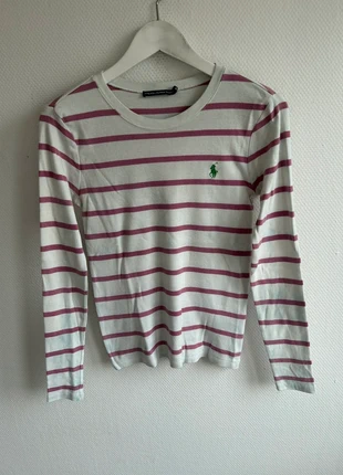 Pull Ralph Lauren Blanc/Violet 📏 S (P), merk: Ralph Lauren, staat: Veelgebruikt, maat: S / 36 / 8, € 15,00, € 16,45 inclusief Kopersbescherming Pro