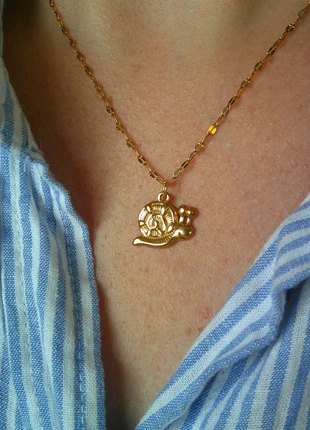 L'escargot heureux 🌟 coquille 🌟 collier acier inoxydable réglable ajustable doré mignon, brand: acier inoxydable, condition: Very good, €8.00, €9.10 includes Buyer Protection Pro