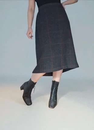 Jupe midi crayon droite carreaux gris laine fendue automne hiver 48 fourreau, marque: Vintage, état: Très bon état, taille: 4XL / 48 / 20, 10,00 €, 11,20 € Protection acheteurs incluse