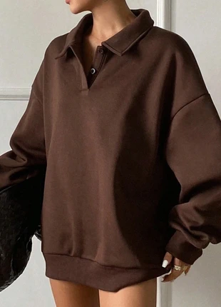 sweat marron chocolat a col polo -casual, brand: Maison Estelle, condition: New without tags, size: S / 36 / 8, €36.50, €39.03 includes Buyer Protection