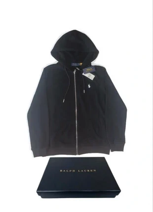 Chaqueta Polo Ralph Lauren Fleece Full Zip Hoodie Black High Quality Premium RL Jacket White Pony, marca: Ralph Lauren, estado: Novo sem etiquetas, tamanho: M, €55.00, €58.45 inclui Proteção do Comprador