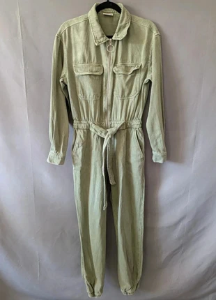 Combinaison en jean kaki Bershka taille S utilitaire ceinture élastique, marca: Bershka, estado: Bom, tamanho: S / 36 / 8, €12.00, €13.30 inclui Proteção do Comprador