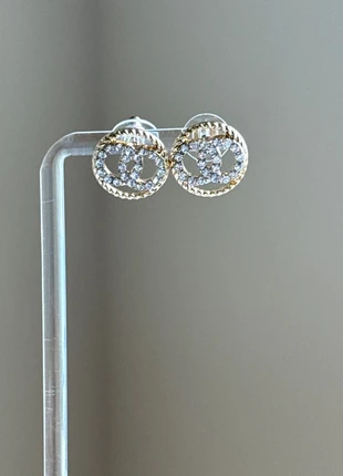 ASOS - Statement Gold Crystal Logo Stud Earrings, brand: ASOS, condition: New without tags, £13.00, £14.35 includes Buyer Protection