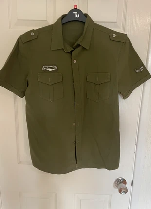 Military style overshirt shirt khaki olive green mens s, brand: unknown, condition: New without tags, size: S, £5.00, £5.95 includes Buyer Protection