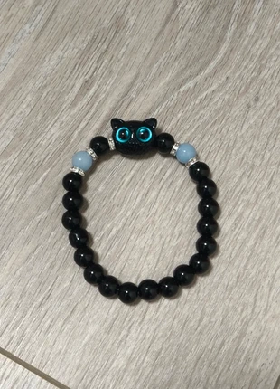 bracelet pendentif noir chat perle brillante nuit, condition: Very good, €5.90, €6.90 includes Buyer Protection Pro