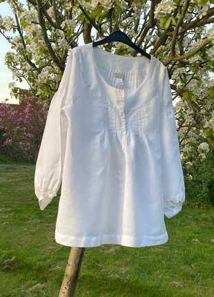 Romantische weiße Leinen Bluse Sommerbluse für Mädchen 16 Jahre halblange Ärmel, brand: Cyrillus, condition: Very good, size: 16 years / 176 cm, €15.00, €16.45 includes Buyer Protection