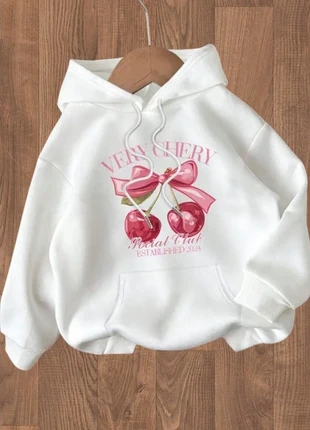 Sweat à Capuche Oversize Blanc Cherries 🍒 Y2K Coquette Aesthetic Pullover Vintage Cherry Club Hoodie, brand: y2k, condition: New with tags, size: M / 38 / 10, €45.00, €47.95 includes Buyer Protection