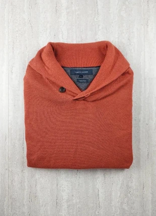 Pull Tommy Hilfiger L homme – gros pull col châle – maille fine orange foncé - coton/laine, marque: Tommy Hilfiger, état: Très bon état, taille: L, 25,00 €, 26,95 € Protection acheteurs incluse