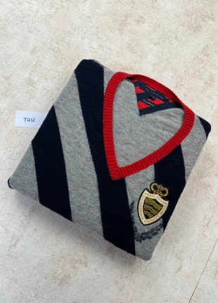 Pull Tommy Hilfiger col V rayé - taille M femme - gris et bleu marine - logo brodé, marca: Tommy Hilfiger, estado: Bueno, tamaño: M / 38 / 10, 18,00 €, 19,60 € Protección al comprador Pro incluida