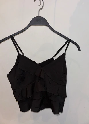 Top Negro con Volantes de SHEIN – Tirantes, Talla S, marque: Shein, état: Neuf sans étiquette, taille: S / 36 / 8, 5,00 €, 5,95 € Protection acheteurs incluse