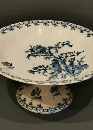 Compotier Gien modèle Chardons bleus en porcelaine opaque – Diamètre 23 cm, marque: Gien, état: Bon état, 40,00 €, 42,70 € Protection acheteurs (Pro) incluse