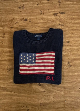 Pull polo Ralph Lauren brodé Drapeau Américain | Taille S Femme | Bleu Marine - USA Flag, brand: Ralph Lauren, condition: Very good, size: S / 36 / 8, €95.00, €100.45 includes Buyer Protection