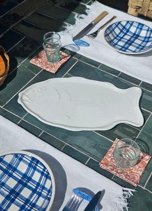 Plat en porcelaine blanche "Barracuda" 🐟, marque: Vintage, état: Très bon état, 46,00 €, 49,00 € Protection acheteurs (Pro) incluse