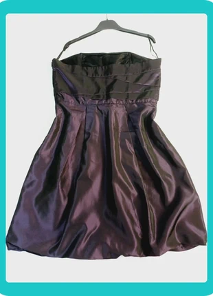 A837 - Vestido Roxo Escuro Vibrante de Cerimónia, Zara, XL | Women's Strapless Purple Formal Dress, marca: Zara, estado: Muito bom, tamanho: XL / 42 / 14, €49.00, €52.15 inclui Proteção do Comprador