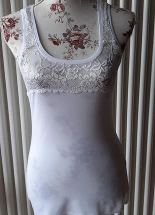 Canotta bianca fascia pizzo, marca: Avant Garde, estado: Novo sem etiquetas, tamanho: XL / 42 / 14, €9.00, €10.15 inclui Proteção do Comprador