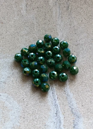 Fil de perles rondelles à facettes vertes à reflets en verre de 6x5 mm - PVE3-21, staat: Nieuw met prijskaartje, € 1,50, € 2,28 inclusief Kopersbescherming Pro