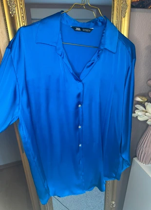 Zara Satin Bluse blau, marque: Zara, état: Très bon état, taille: S / 36 / 8, 7,00 €, 8,05 € Protection acheteurs incluse