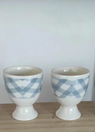 4 coquetiers bleu et blanc, brand: sansnom., condition: Very good, €4.00, €4.90 includes Buyer Protection