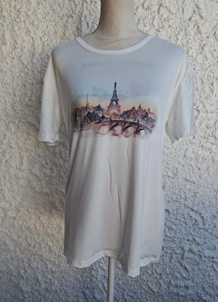 T-shirt blanc imprimé Tour Eiffel – Taille XL💜, marque: Chase, état: Très bon état, taille: XL / 42 / 14, 9,95 €, 11,15 € Protection acheteurs (Pro) incluse