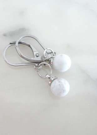 boucle oreille acier et pierre blanche, pendant oreille moderne, bijoux fille, cadeau petit prix,, marca: créateur bijoux, estado: Novo sem etiquetas, €7.50, €8.58 inclui Proteção do Comprador