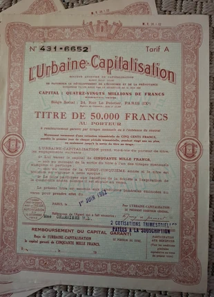 lot de 10 titres anciens l'urbaine de capitalisation, état: Très bon état, 2,00 €, 2,80 € Protection acheteurs incluse