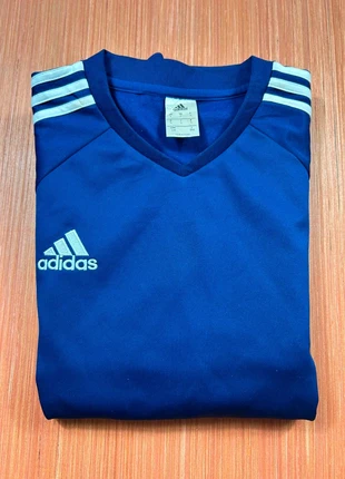 T-shirt manches longues de sport Col V Adidas Vintage 3 bandes blanches logo brodé /Taille L, brand: adidas, condizioni: Ottime, taglia: L, €14.00, €15.40 include la Protezione acquisti